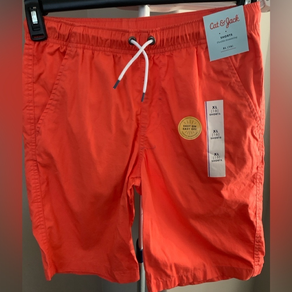 Cat & Jack Boys XL (16) Orange Shorts, Elastic Waist, NWT